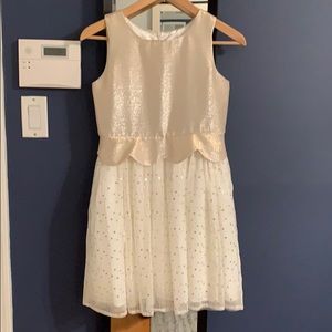 Girls Gold & Cream Dress. Size L (10/12)